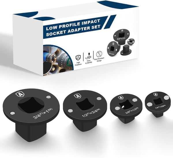 ✨Low Profile Impact Socket Adapter Set â€?Industrial Drive Ratchet & Wrench Adapter Set for Tight Spaces, 4PC Hardware Kit: 3/4" to 1", 1/2" to 3/4", 1/2" to 3/8", 1/4" to 3/8"