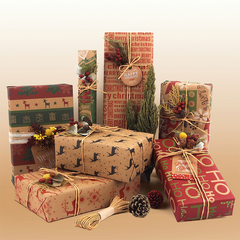 Christmas Printed Kraft Wrapping Paper Roll