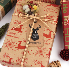 Christmas Printed Kraft Wrapping Paper Roll